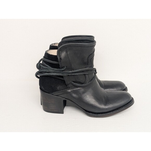 New Freebird by Steven Casey Ankle Bootie Black Leather Women's Size 7.5 Moto - Picture 2 of 10